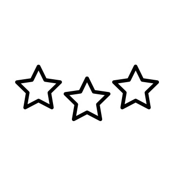 Three stars in a row on white background.