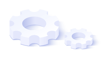 3D render of 2 gears in white, one large and one small