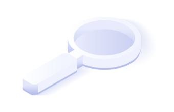 3D render of white magnifying glass with grey interior