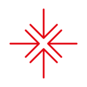 Impact - Red 4 arrows pointing inwards from the left, right, top and bottom