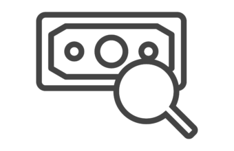 vector of money bill with magnifying glass