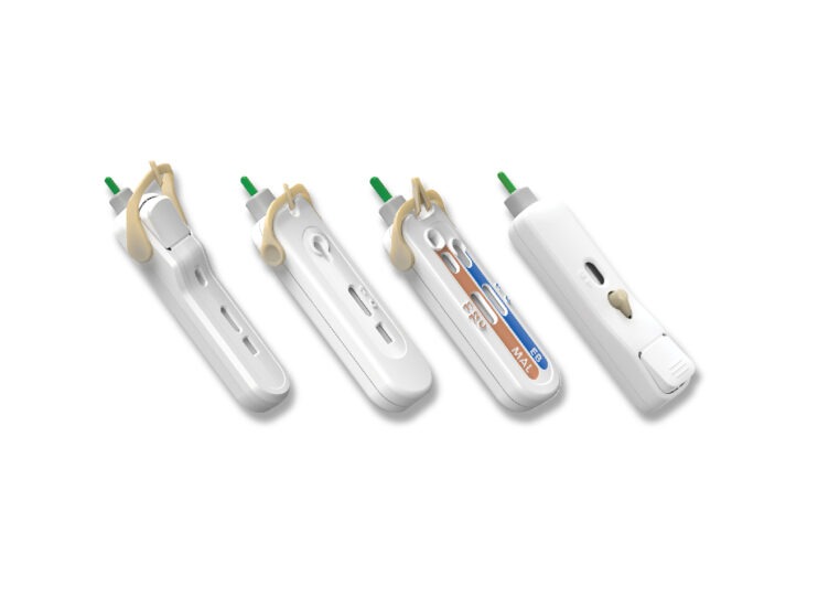 4 diagnostic cassettes aligned on white background