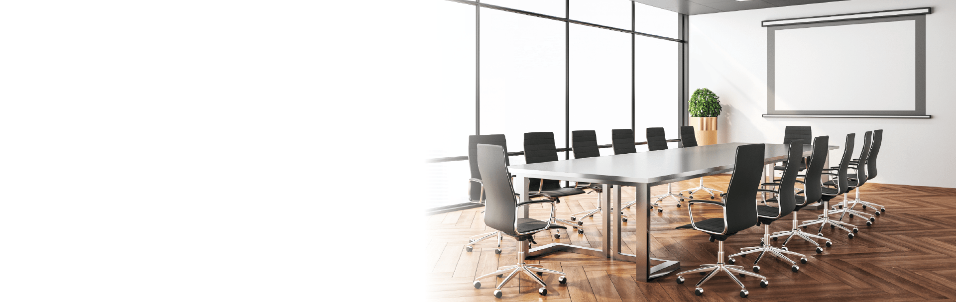 empty boardroom with chairs and tables