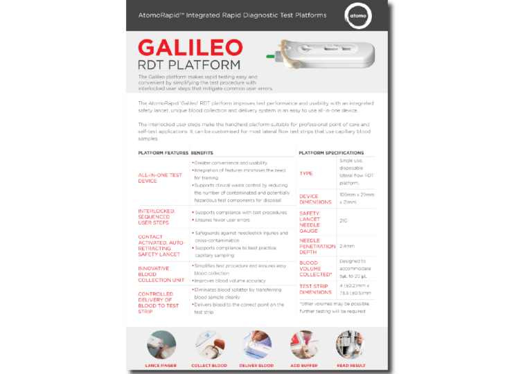 Galileo Factsheet Screenshot of A4 page with text and images