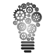 A light bulb with gears inside, symbolising innovation and creativity