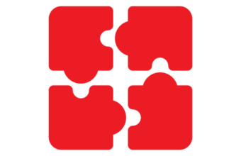 Compatibility-Jigsaw A red puzzle piece with four interlocking pieces.