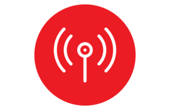 Connectivity red circle with connectivity icon in the centre