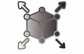 Wide-Ranging-Compatibility Icon of a molecule with arrows pointing towards it, symbolizing interaction or focus on molecular structure.